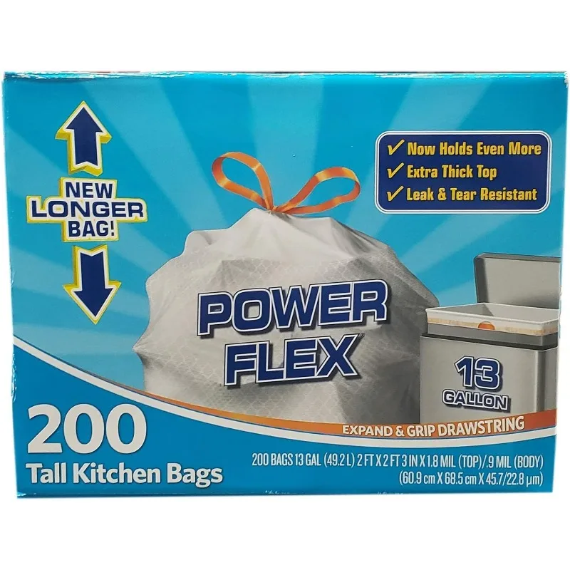 13 gallon Tall Kitchen Bags New Longer Bag, 200Count(Pack of 1)