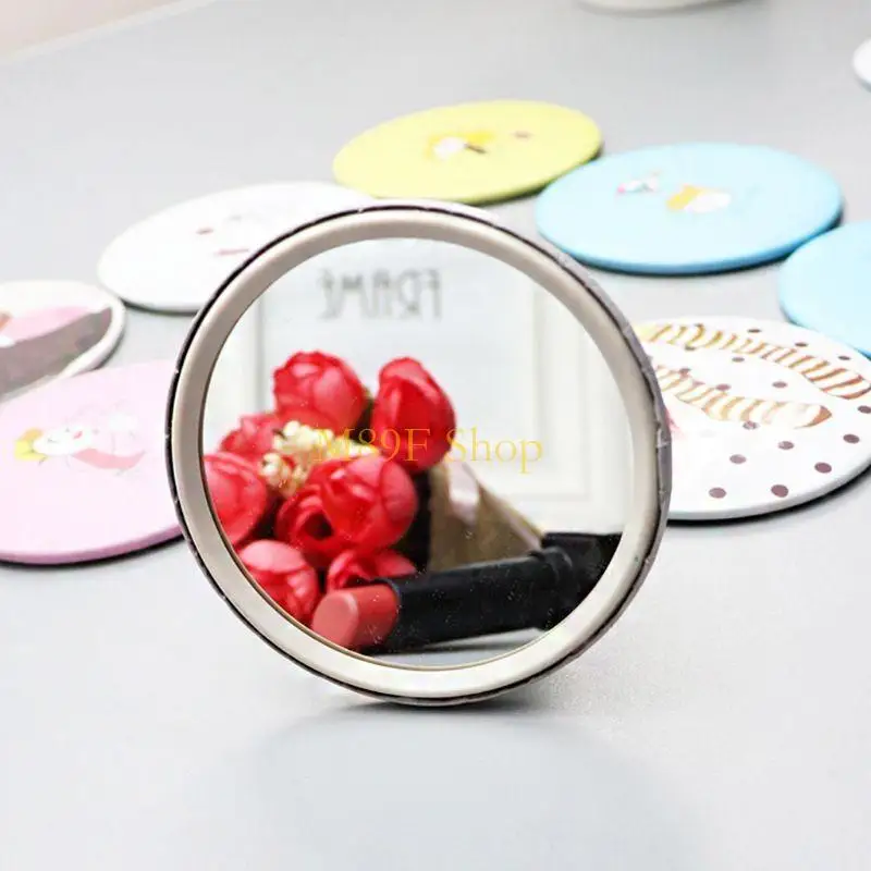 M89F 1PCかわいい漫画ミニポータブルサーキュラーハンドミラーポケットポータブルメイクアップツール