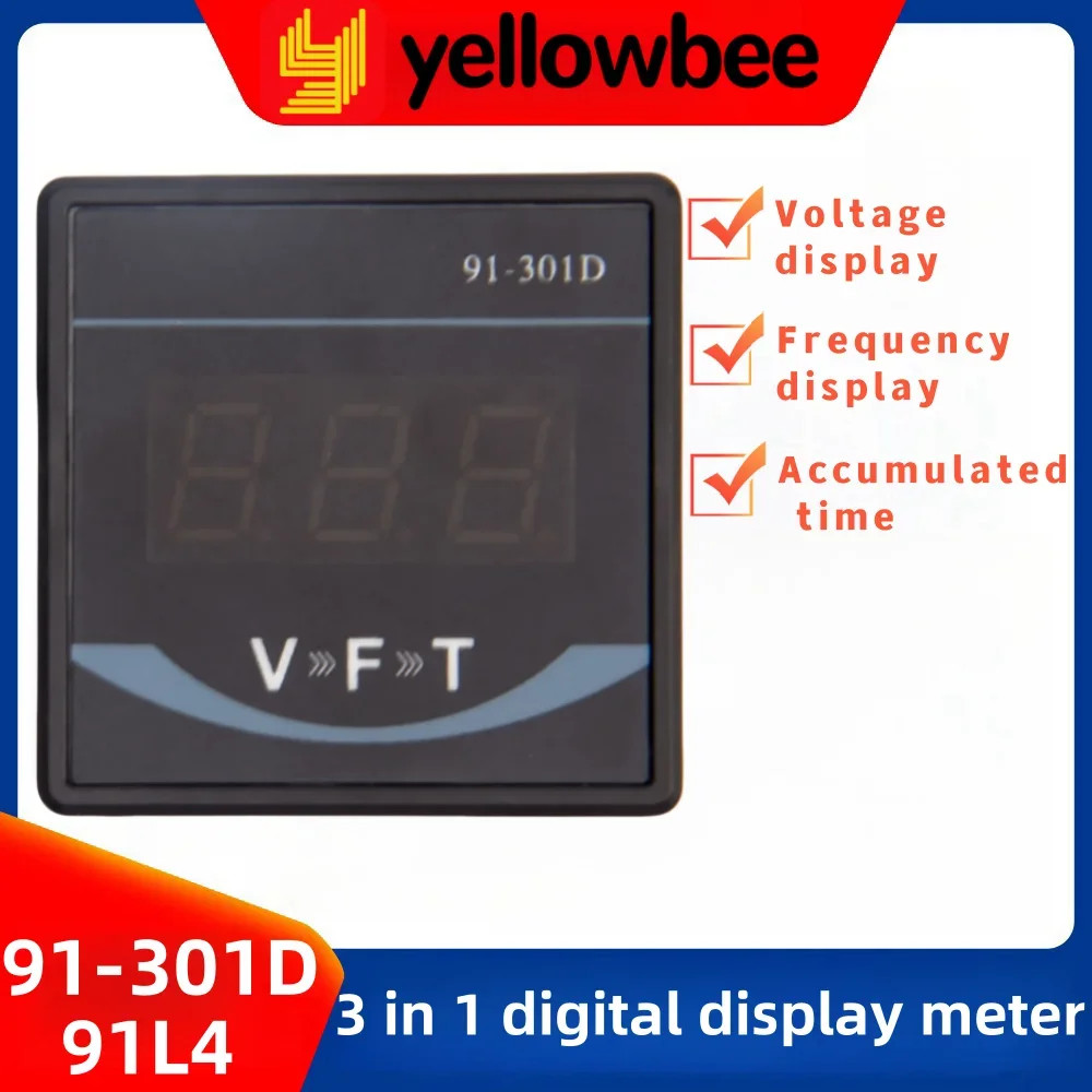 91L4 91301D AC 0-150V 250V 300V 450V Multi functional Digital Voltage Display Meter Voltmeter Gauge 3 in 1 Frequency Time VFT