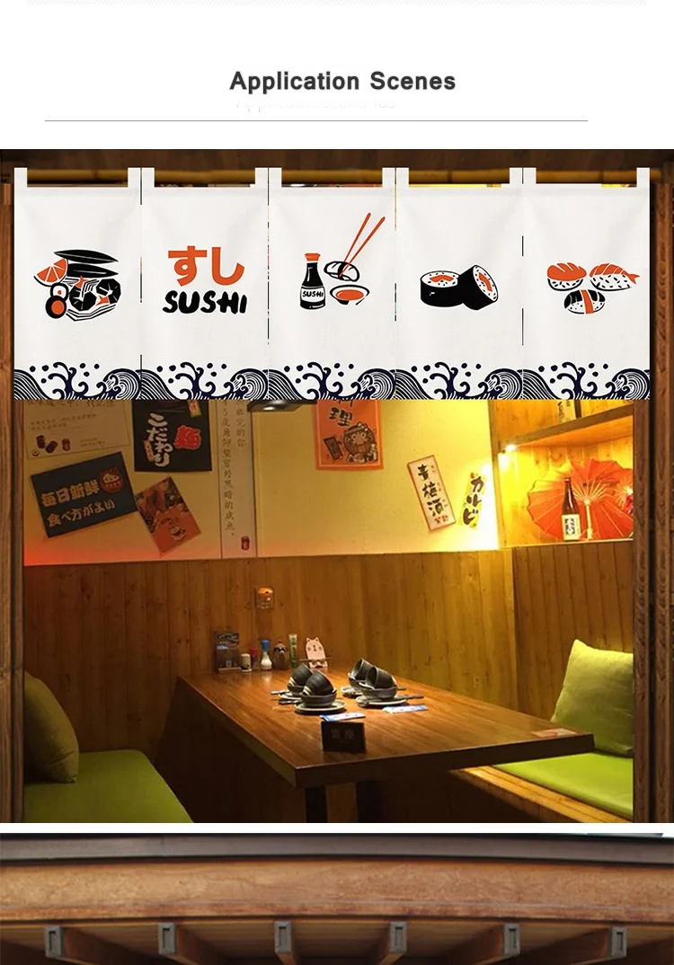 Adversing Flagge Sushi Shop Doorway Kurzen Vorhang Hängen Japanischen Tür Vorhänge Izakaya Restaurant Enterance Noren Bistro Decor – Detail 8