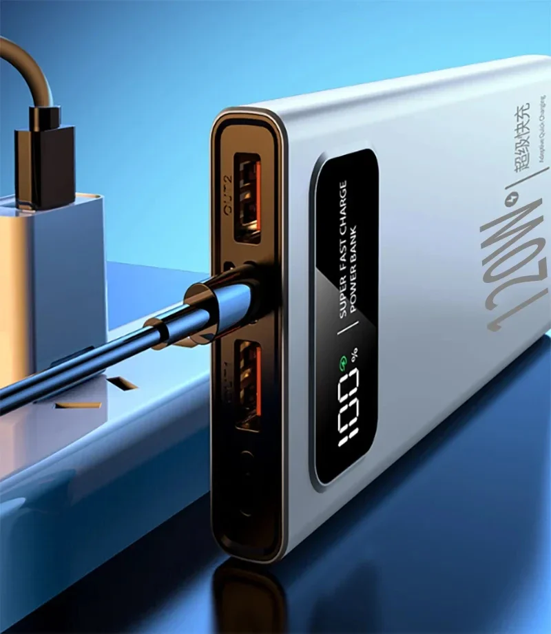 شحن Xiaomi 120W فائق السرعة 200000 بنك طاقة mAh ذو سعة كبيرة جدًا وشاشة رقمية لبطارية iPhone الخارجية