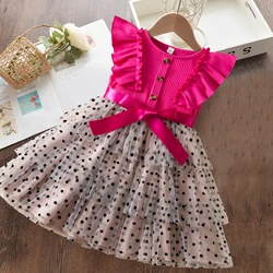 Dress For Kids Girls 2-6 Years Birthday Dress Ruffles Sleeve Cute Polka-Dotted Princess Formal Dresses Summer Baby Girl Clothes