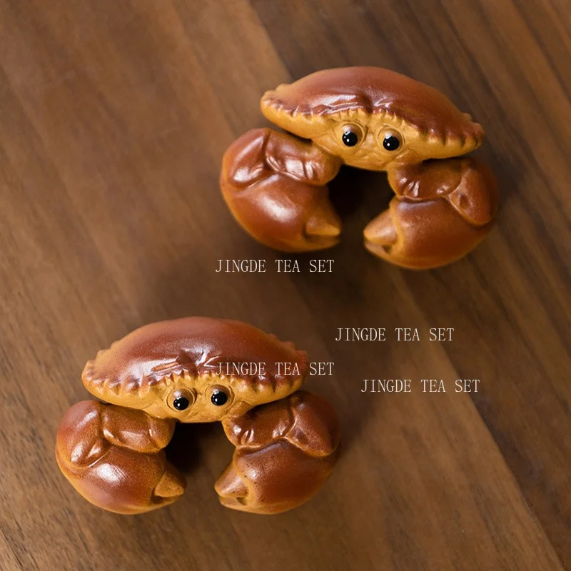 1pc Yixing Zisha Crab Tea Pet Handmade Purple Clay Crab Figurine Incense Holder Chinese Kung Fu Tea Table Decor Ornament