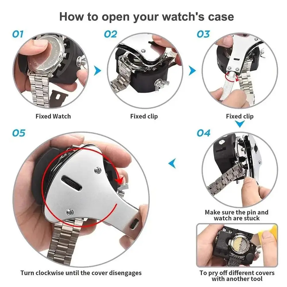 

147Pcs/Set Non-slip Watch Repair Tool Set Durable Household Watchband Removal Tool Carrying Case with Opener Remover Tweezers