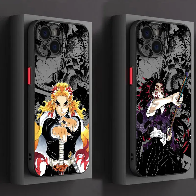 Demon Slayer Anime Comics Art For iPhone 15 14 13 12 11 Pro Max XS Max X XR 7 8 Plus 6S 5S Frosted Translucent Phone Case