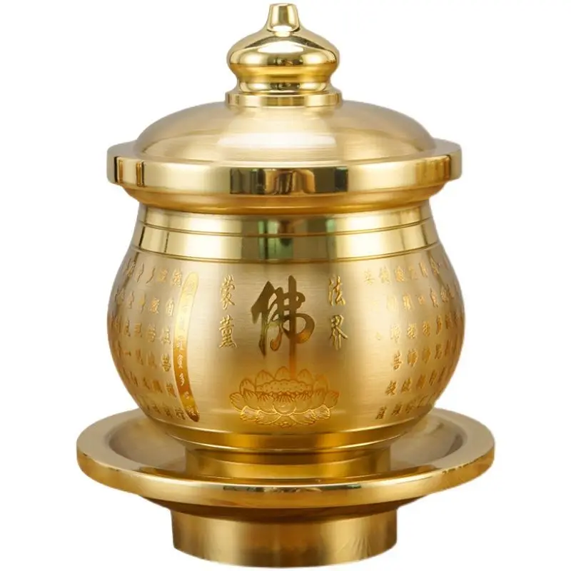 Yjq pure copper Buddha front heart sutra water supply cup tribute cup temple ornament household Guanyin temple Buddhist utensils