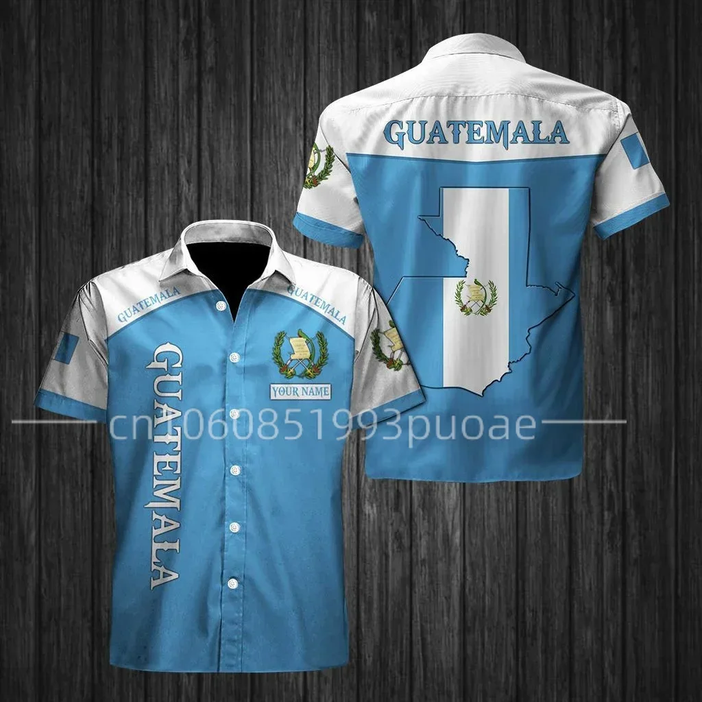 

2024 New Men's Hawaiian shirt Guatemala Flag 3D Print Casual Hawaii Custom Name Men's and Women's Short Sleeve Tops