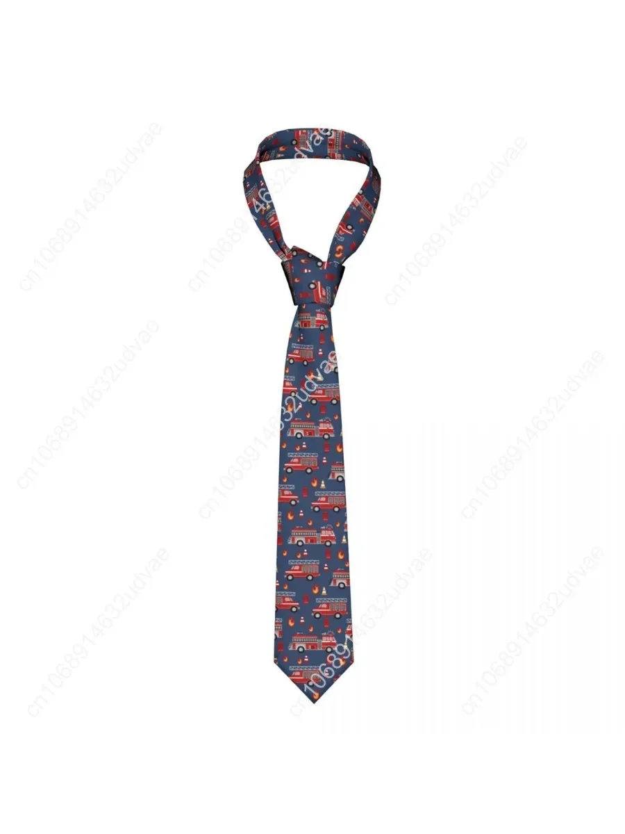 

Mens Tie Classic Skinny Fire Trucks Cartoon Neckties Narrow Collar Slim Casual Tie Accessories Gift
