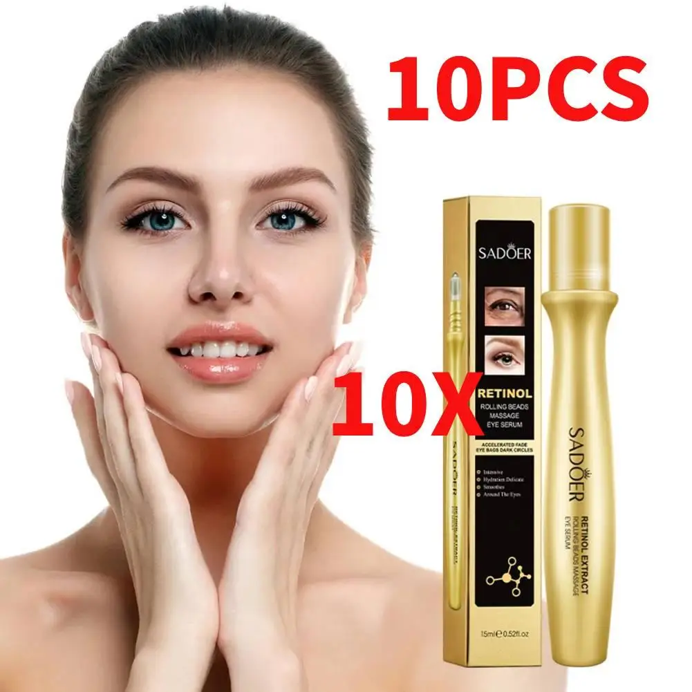 10pcs/lot Retinol Eye Roller Cream Massager Instant Remove Eye Bags Cream Skin Anti-Aging Puffiness Remover Firming Circles Care