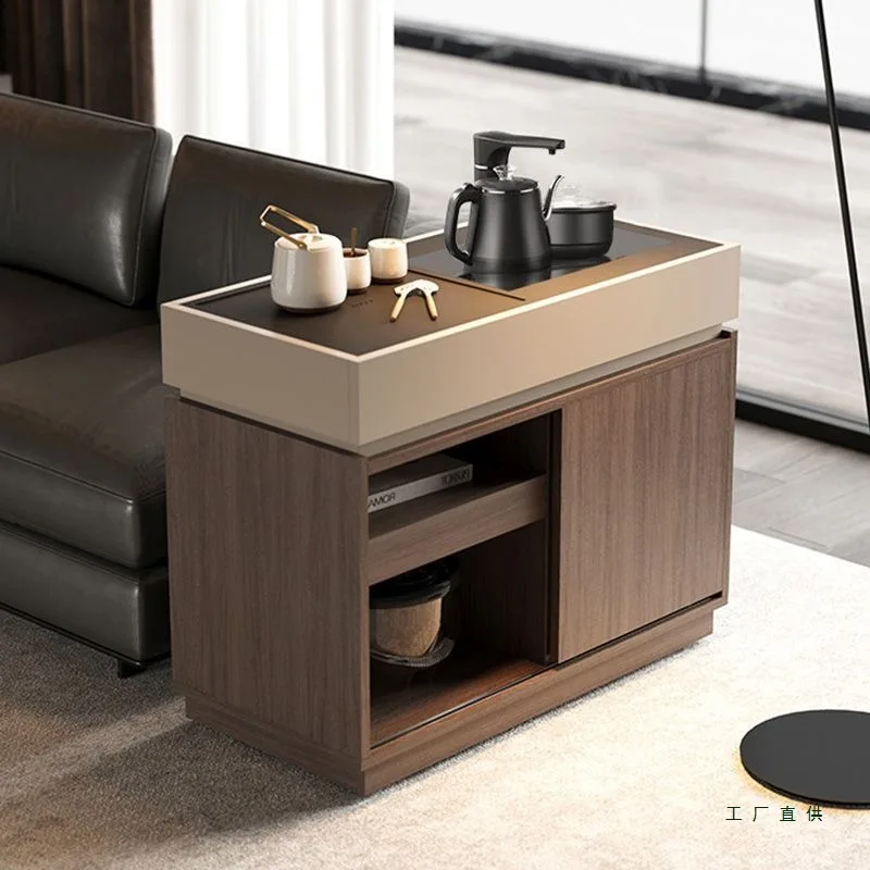 Italian minimalist mobile tea cabinet, kettle integrated side few, modern household living room sofa side cabinet can be