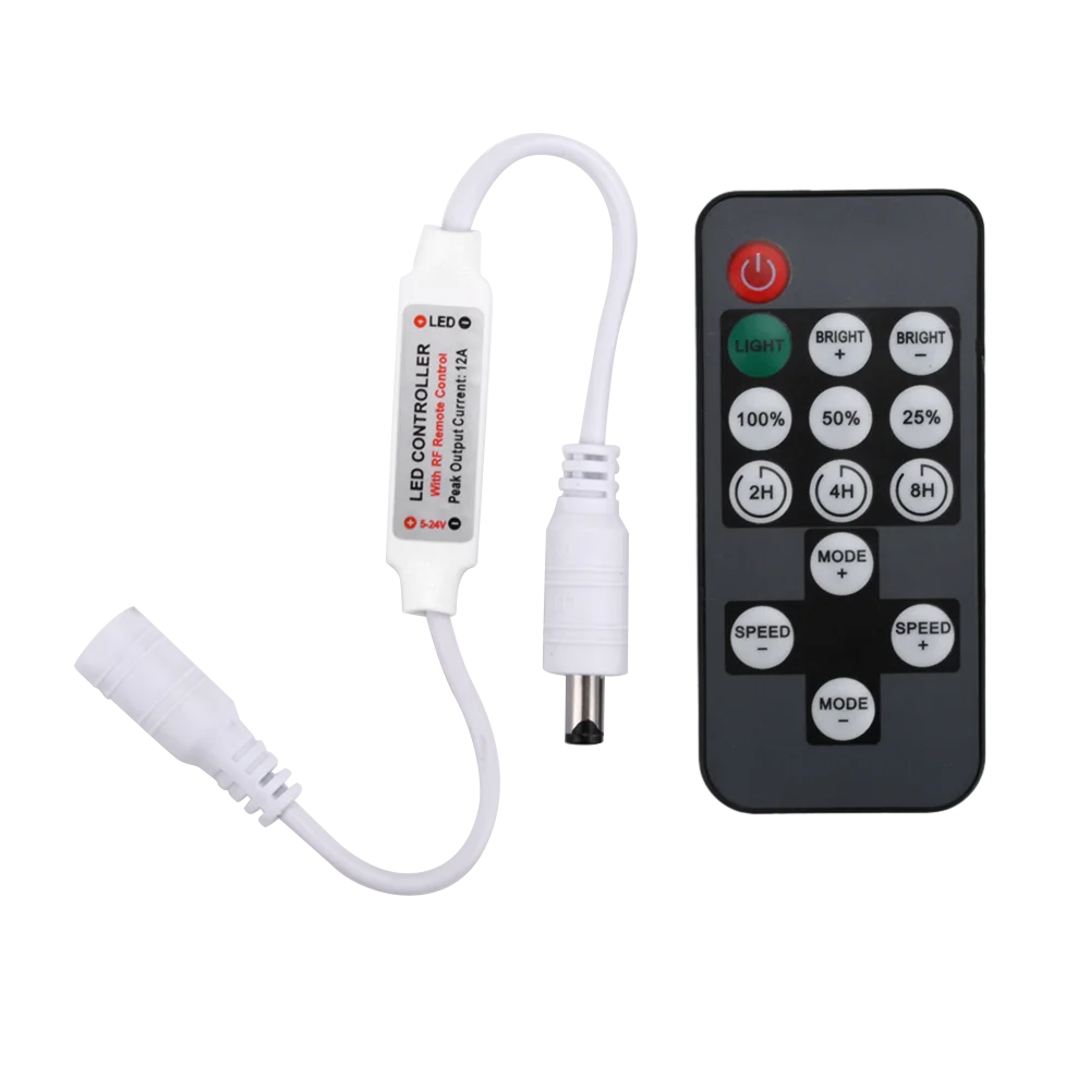 

5-12V 14 Keys Monochrome Light Strip Controller RF Dimming Timing LED Light Strip Remote Controller With Battery