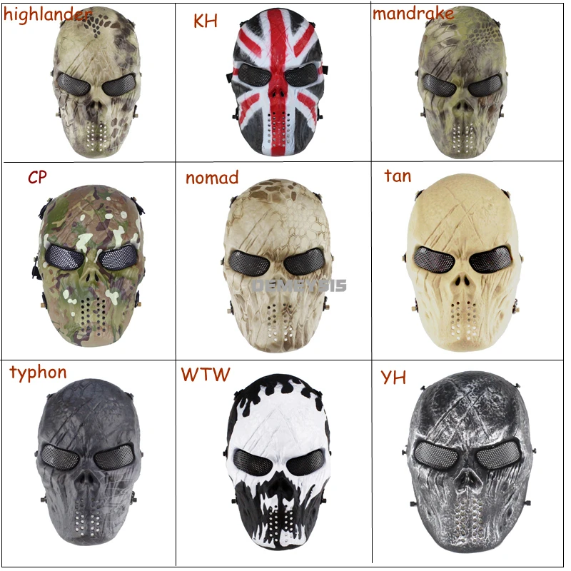 Pełna twarzTaktyczna maska do paintballa ochrona Airsoft strzelanie maska z czaszką bezpieczeństwo polowanie na świeżym powietrzu CS Wargame maska na twarz