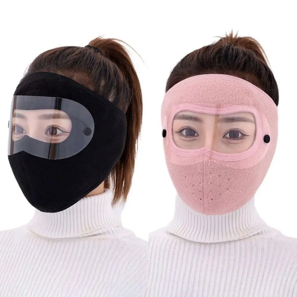 Autumn Winter Warm Mask Polar Fleece With Removable Riding Windproof High-definition Goggles Anti-fog Visor Protection 