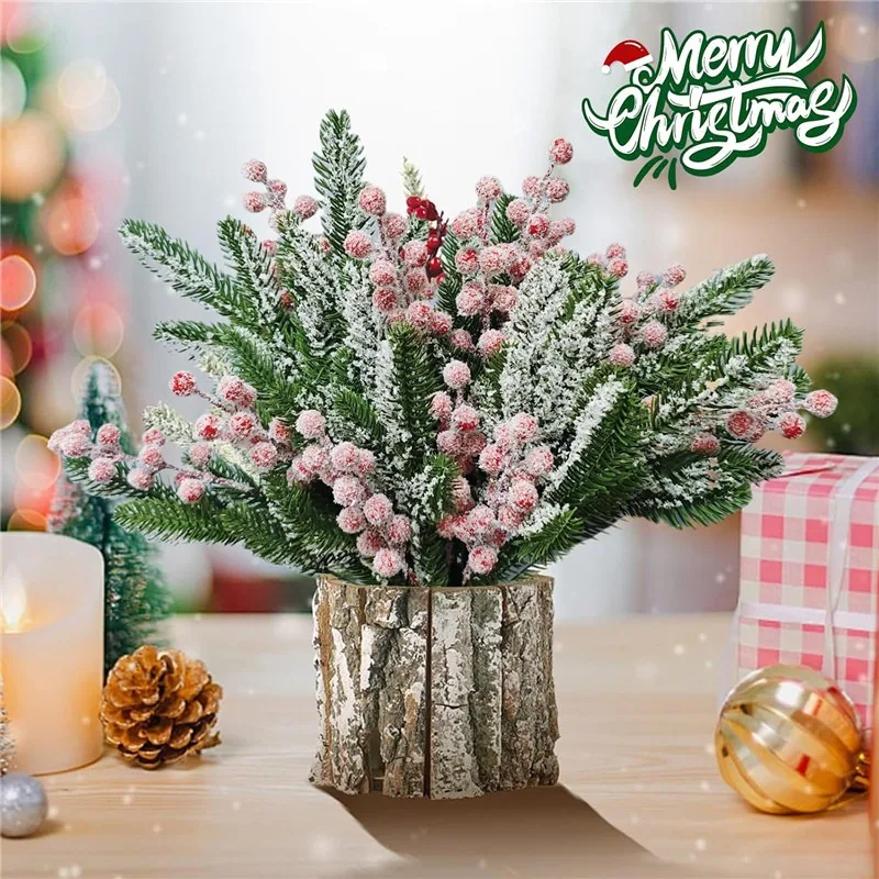 5/10 قطعة سنو وايت الاصطناعي الصنوبر إبرة باقة نبات صناعي عيد الميلاد الديكور لعيد الميلاد جارلاند زخرفة ديكور المنزل 2026 هدية #4