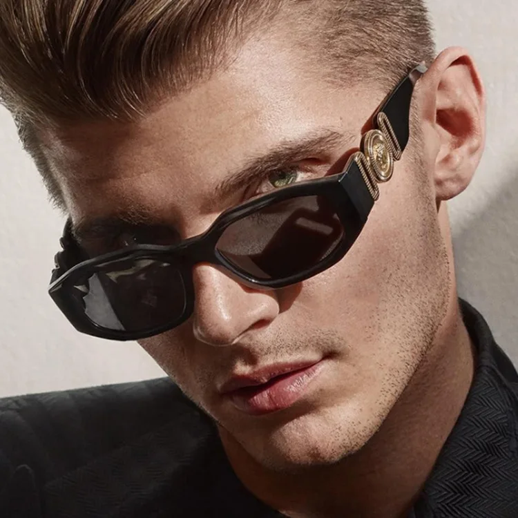 Kleine Polygon Quadratische Schwarze Sonnenbrille für Frauen Mode Marke Gradient Ins Heiße Sonnenbrille Männer Hip Hop Brillen UV400 – Detail 2