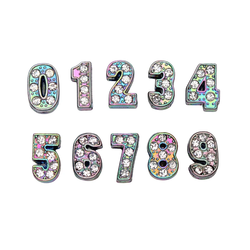 

140pcs 8mm Rainbow Slide Numbers Charms For Jewelry Making Women Bracelet Alphabet A-Z Pet Collar Necklace DIY Accessories