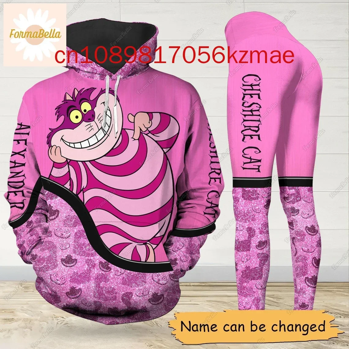 New Free Custom Disney Cheshire Cat Hoodie Leggings Suit Women\'s Diseny Hoodie Yoga Pants Sweatpants Fashion Tracksuit Sets