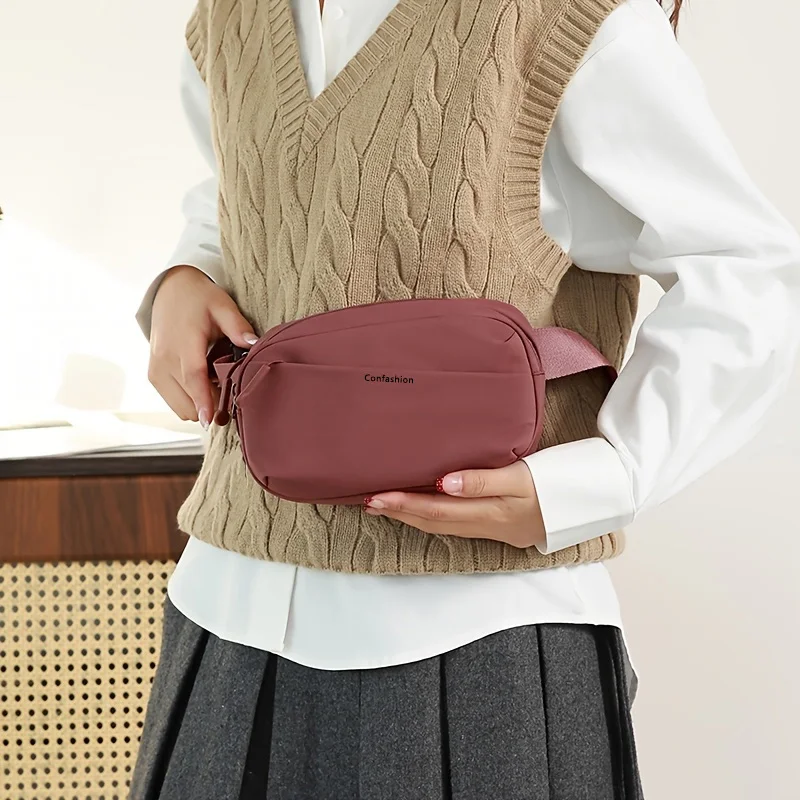 Praktische Damen-Gürteltasche aus Nylon mit mehreren Reißverschlüssen, verstellbarem Riemen, Umhängetasche für Outdoor-Reisen und den täglichen Pendelverkehr. – Detail 10
