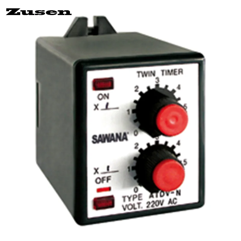 Zusen ATDV-N Fixed Time Range Twin Time Relay for Message Timing Control DC12V DC24V DC48V AC380V AC220V AC110V