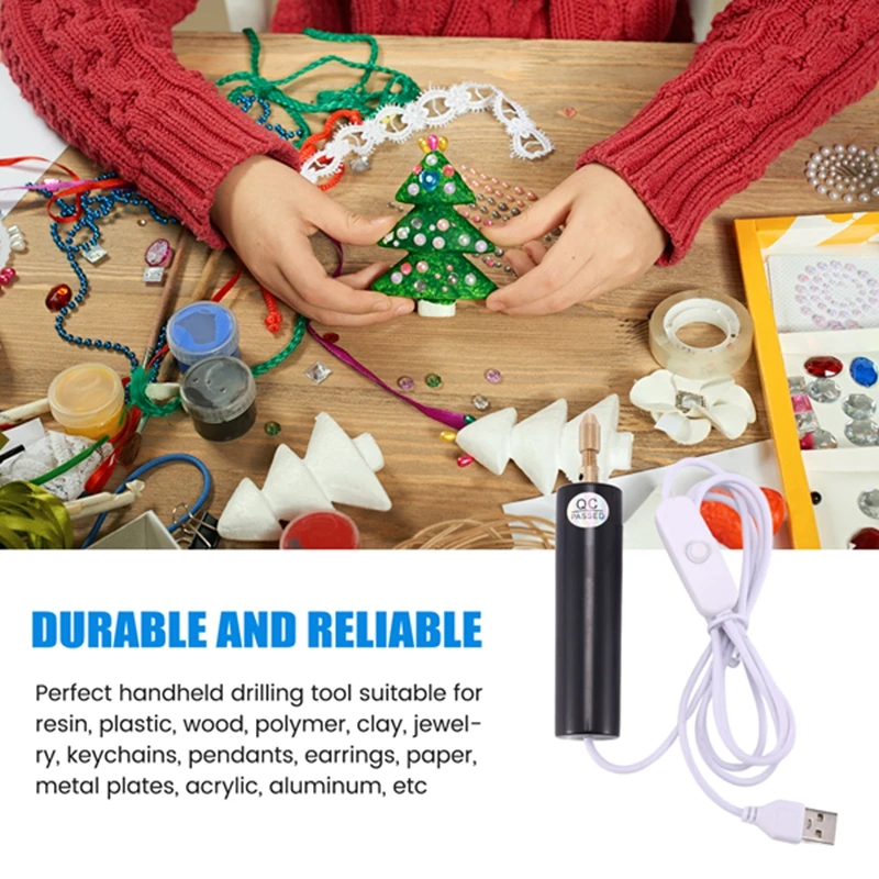 HOT! 0.7-1.2Mm Micro-Electric Hand Drill Set For Resin,Electric Mini Drill For Jewelry Making Electrical Pin Vise Kit