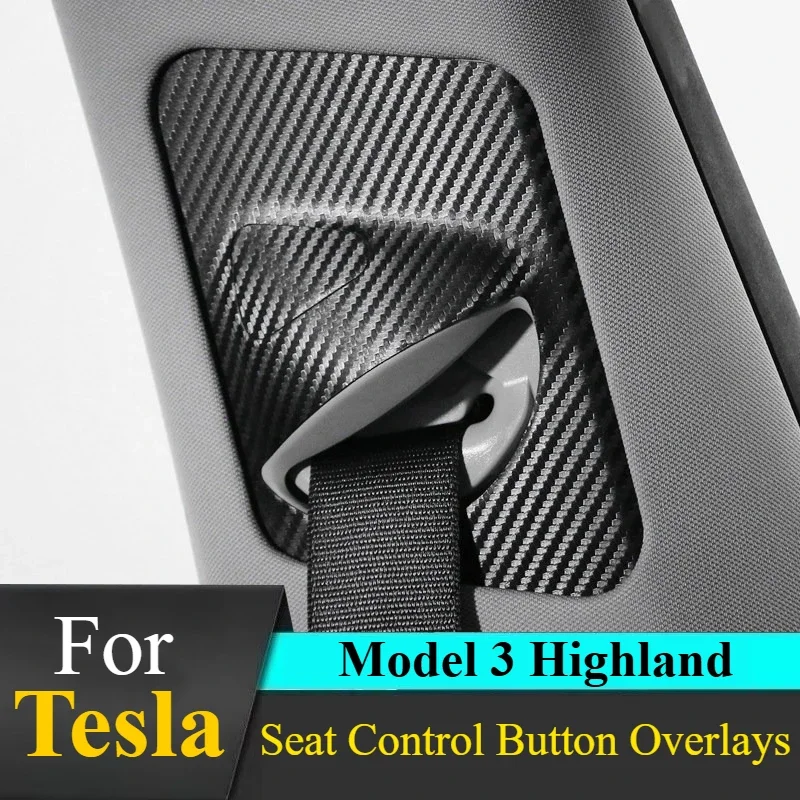 For Tesla Model 3 Highland Seat Control Button Overlays - Carbon Fiber, Anti-Scratch & OEM Style
