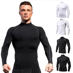 Maglietta da corsa a compressione da uomo maglietta sportiva attillata a maniche lunghe da allenamento magliette da Jogging abbigliamento sportivo da palestra Quick Dry rashgard