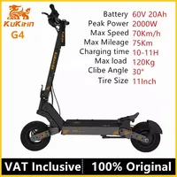 KuKirin G4 Electric Scooter 2000W Peak Motor 60V 20Ah 11 Inch Off-Road Tires Foldable Adult Scooter Max Speed 70km/h Range 75km