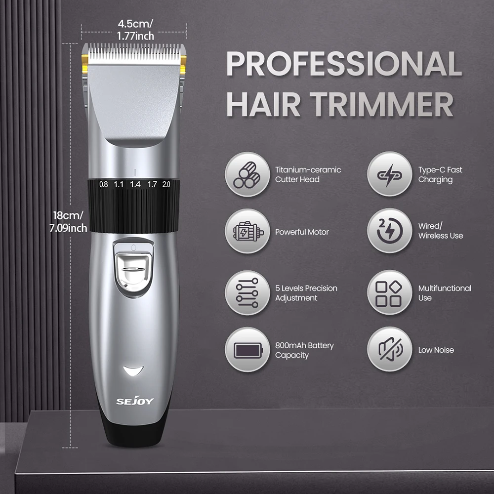 Recortadora de barba para hombres, cortapelos profesional para hombres, con ajuste de precisión, recargable por USB, inalámbrica, para uso en seco o húmedo, ideal para peluquerías.