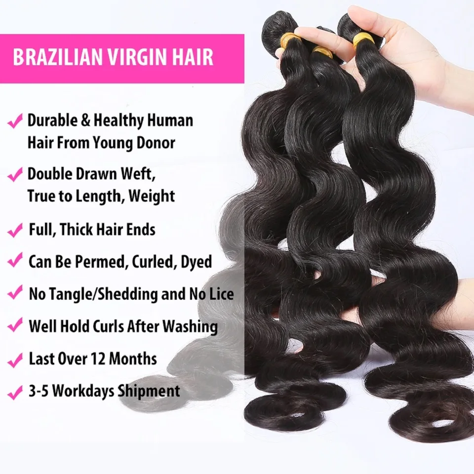 8-28 30 Zoll Body Wave Echthaar 3-4 Bündel Brasilianisches Jungfrauenhaar Weave Bündel Welliges Doppel-Weft Haarbündel Weave Extensions – Detail 6