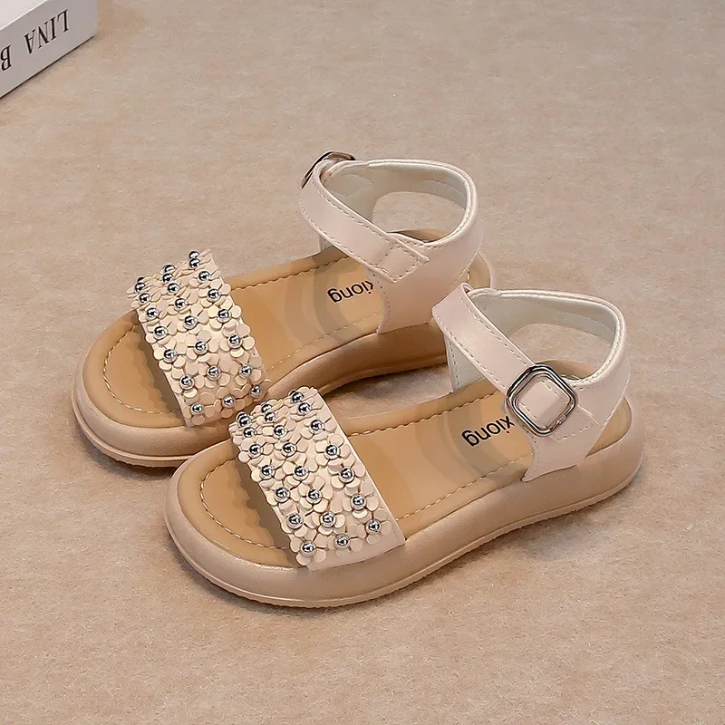 

Children's Open Toed Sandals 2025 Summer New Girls' Flower Princess Shoes Fashion Soft Sole Anti Slip Baby Casual Beach Shoes