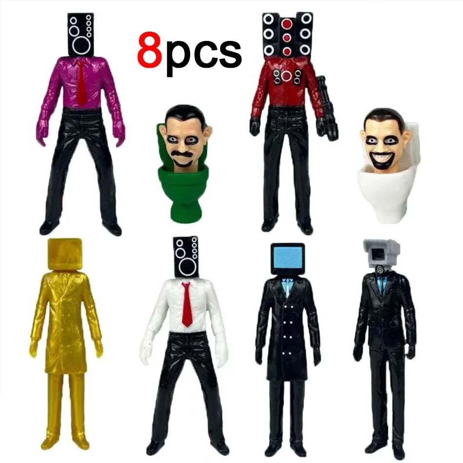 6p 8p 9p 12p Skibidi Toilet Man Figuras Anime Boneca Brinquedos TvMan Titan Cameraman Speakerman Tijolos Modelo Brinquedo Para Criança Presente de Natal