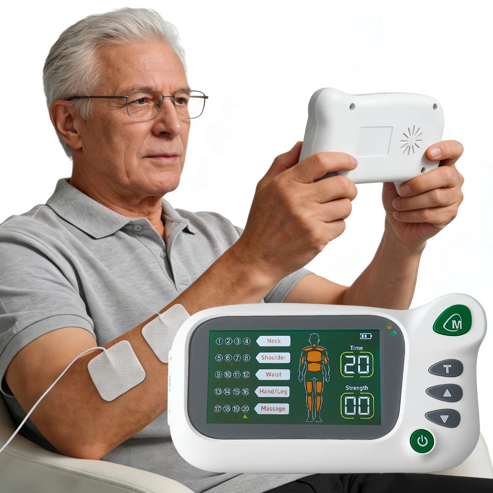 

Handheld 20 Modes 30 Levels Intensity Low Frequency Physiotherapy Device Deep Tissue TENS Pulse EMS Muscle Stimulator Massager