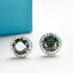 JoyceJelly 6.5mm 1ct Colorful Moissanite Earrings Unisex Male Female S925 Sterling Sliver Sparkling Fine Jewelry Men's Ear-studs