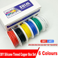 30/28/26/24/22/20/18/16 AWG Electrical Wire, 6 Colours Multi-Strand Tinned Copper Flexible Silicone Wire Kit for Electrical DIY