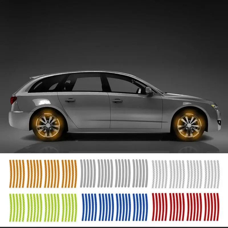 Reflective Car Wheel Stickers Multiple Colour Waterproof Design Reflective Effect: Enhance Safety And Style Universal Wheel