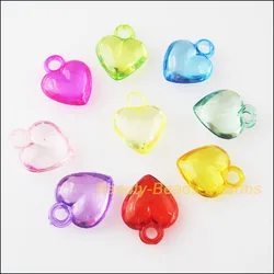 60Pcs Mixed Plastic Acrylic Smooth Heart Charms Pendants 13.5x17mm