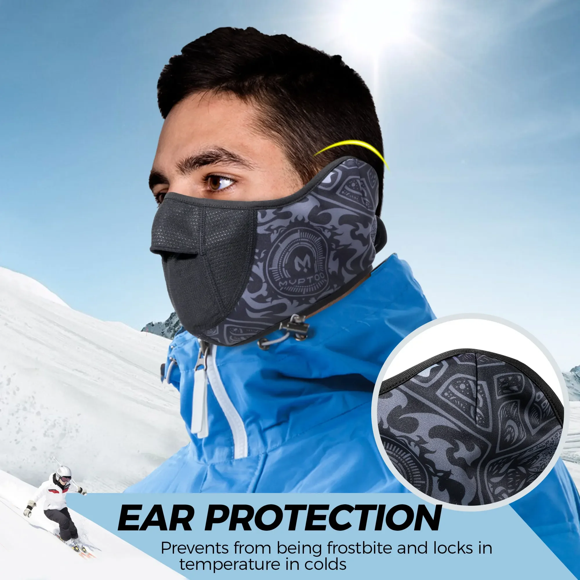 Winter Warmer Outdoor Riding Half Face Mask Cover Balaclava Fleece Skiing Thermal Scarf Men Women Cold Weather Windproof Bandana