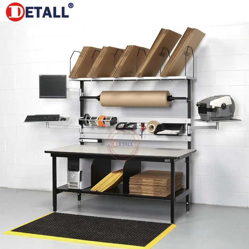 

Electronics Packaging Steel Workshop And Warehouse Packing Bench Station Table With Standing Mat For Work Home