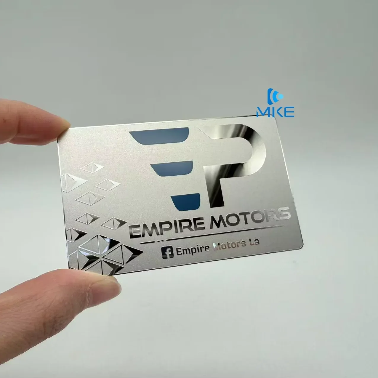 مرآة معدنية مخصصة لبطاقة الأعمال الفضية