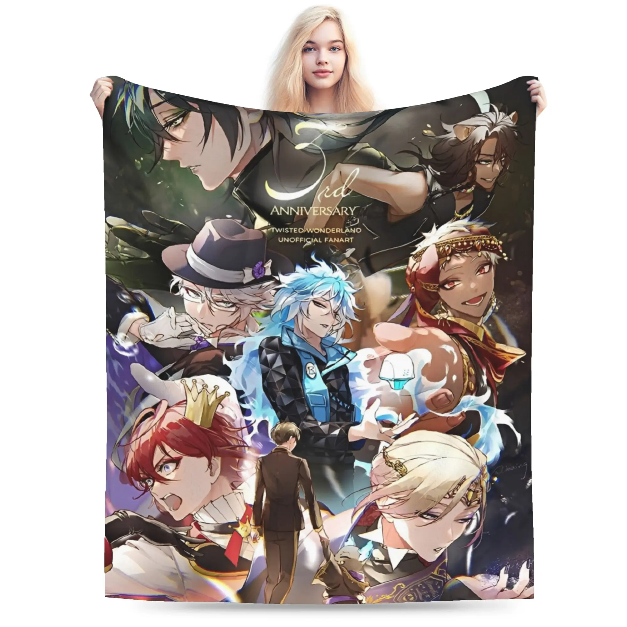 Twisted-Wonderland the Animation Anime Blanket Coral Fleece Plush  Cozy Soft Throw Blanket for Bedroom Bedding Throws