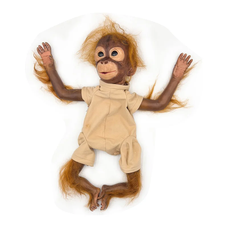 50CM Already Finished Doll Parts Painted Reborn Baby Ape with Mohair on Limbs Cute Monkey DIY Toy Brown Hair Real Picture