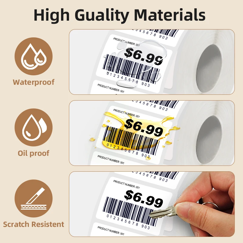 5 Rolls of White Label Stickers, 30Mm/40Mm/50Mm Wide, Compatible with M110/M221/M220/M120/M200/Etc Portable Handheld Thermal Label Printers, for Office, Business, and Home Labeling, Widely Used