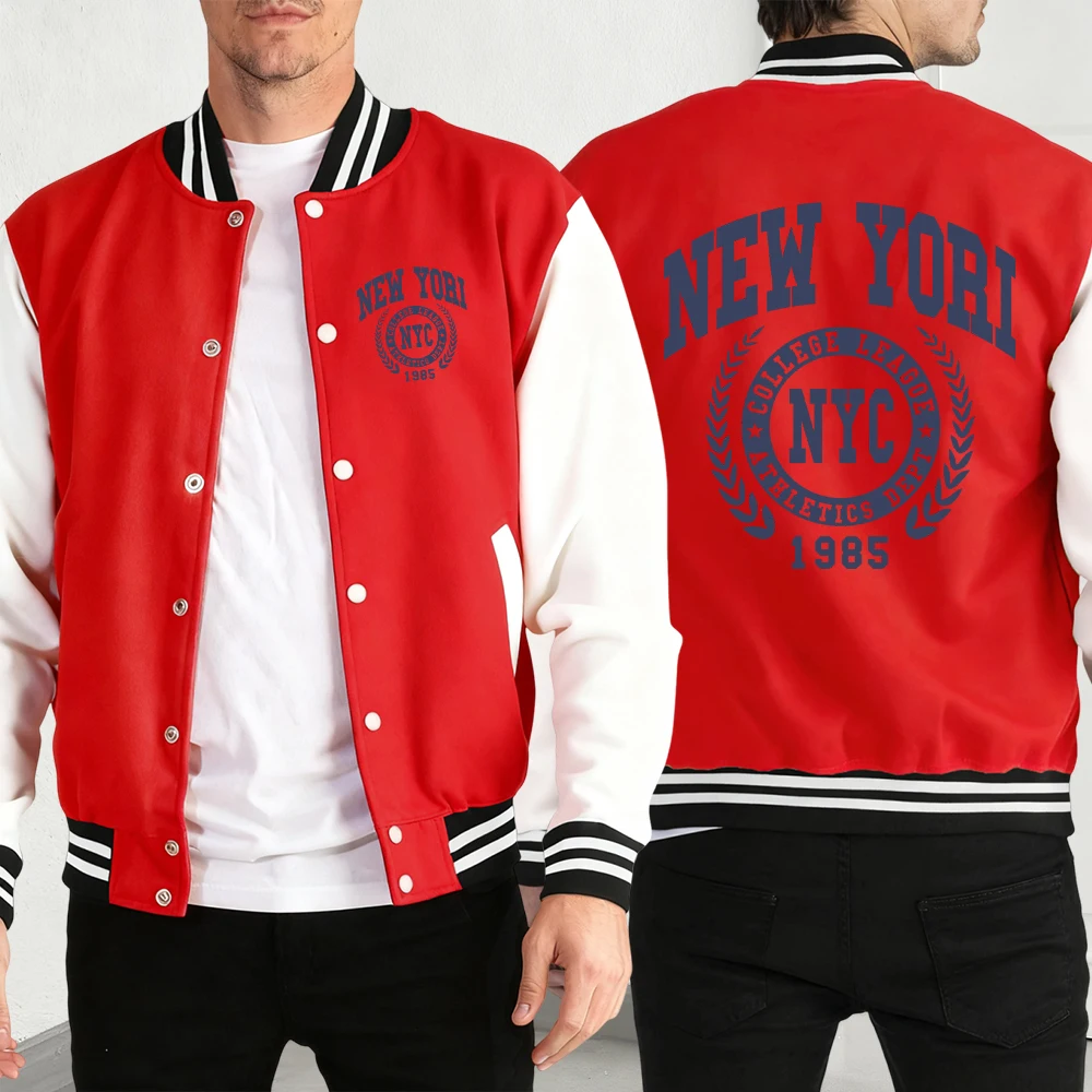 

New York Nyc 1985 City Graphic Print Man'S Loose Vintage Button Jackets Soft Street Baseball Jersey Basics Fashion Clothes