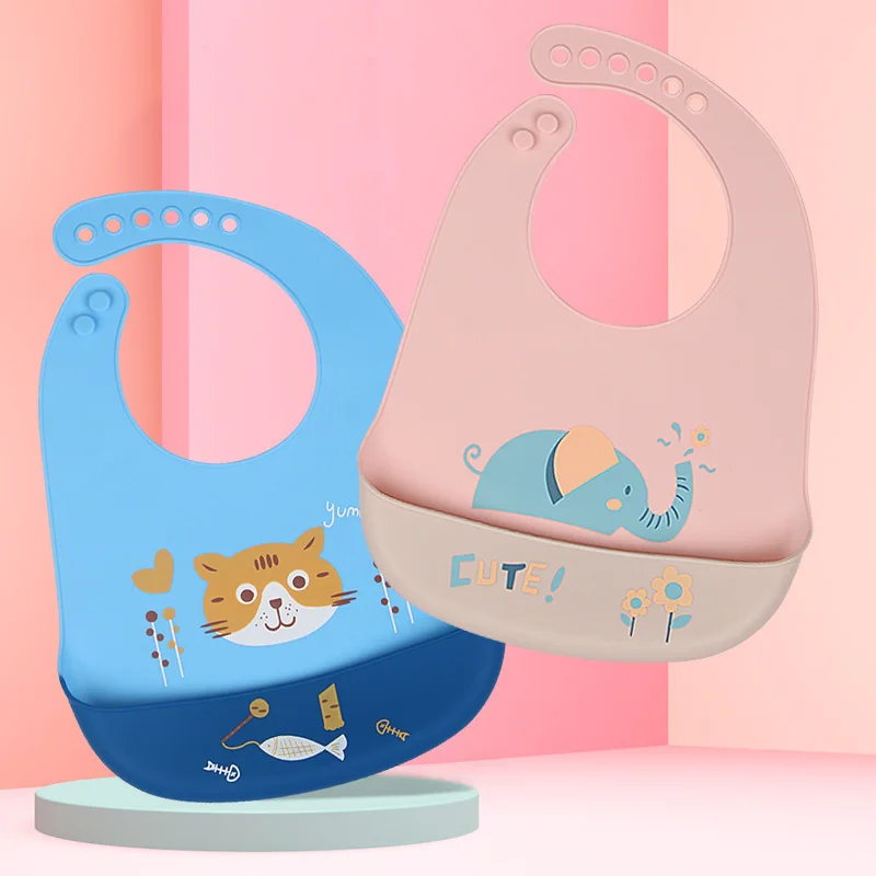 Silicona Baby Food Grade Wasserdicht Silikon Lätzchen Für Baby Einstellbare Nette Cartoon Baby Bib Jungen Kleinkind Fütterung Zeug