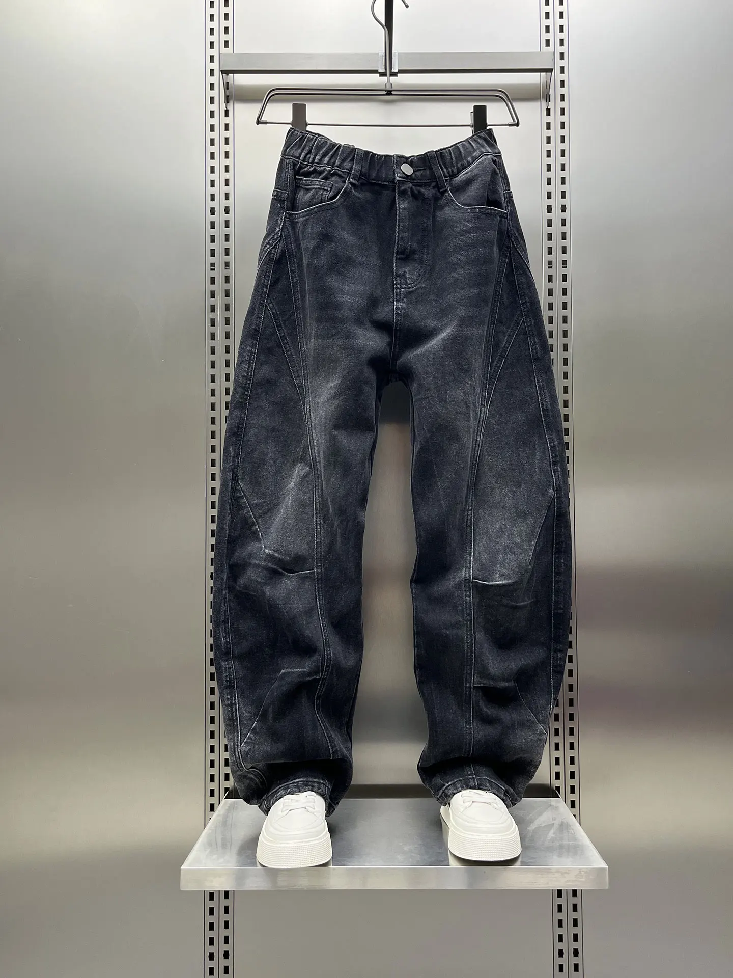 

Американские ретро-джинсы с широкими штанинами для мужчин, осенне-зимняя новинка, свободные повседневные прямые брюки, прочные повседневные джинсы