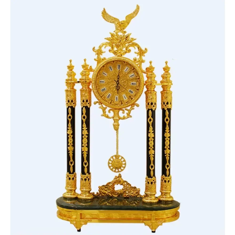 Hot SalesCrystal Desk Clock Golden Home Decor Custom Copper Table Clock