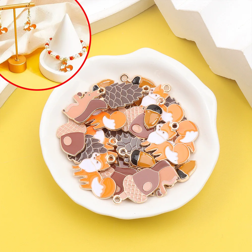 

6/13/23pcs Multi-color Squirrel and Nut Shaped Pendants, Used for DIY Bracelets, Necklaces, Earrings,decorative Accessories