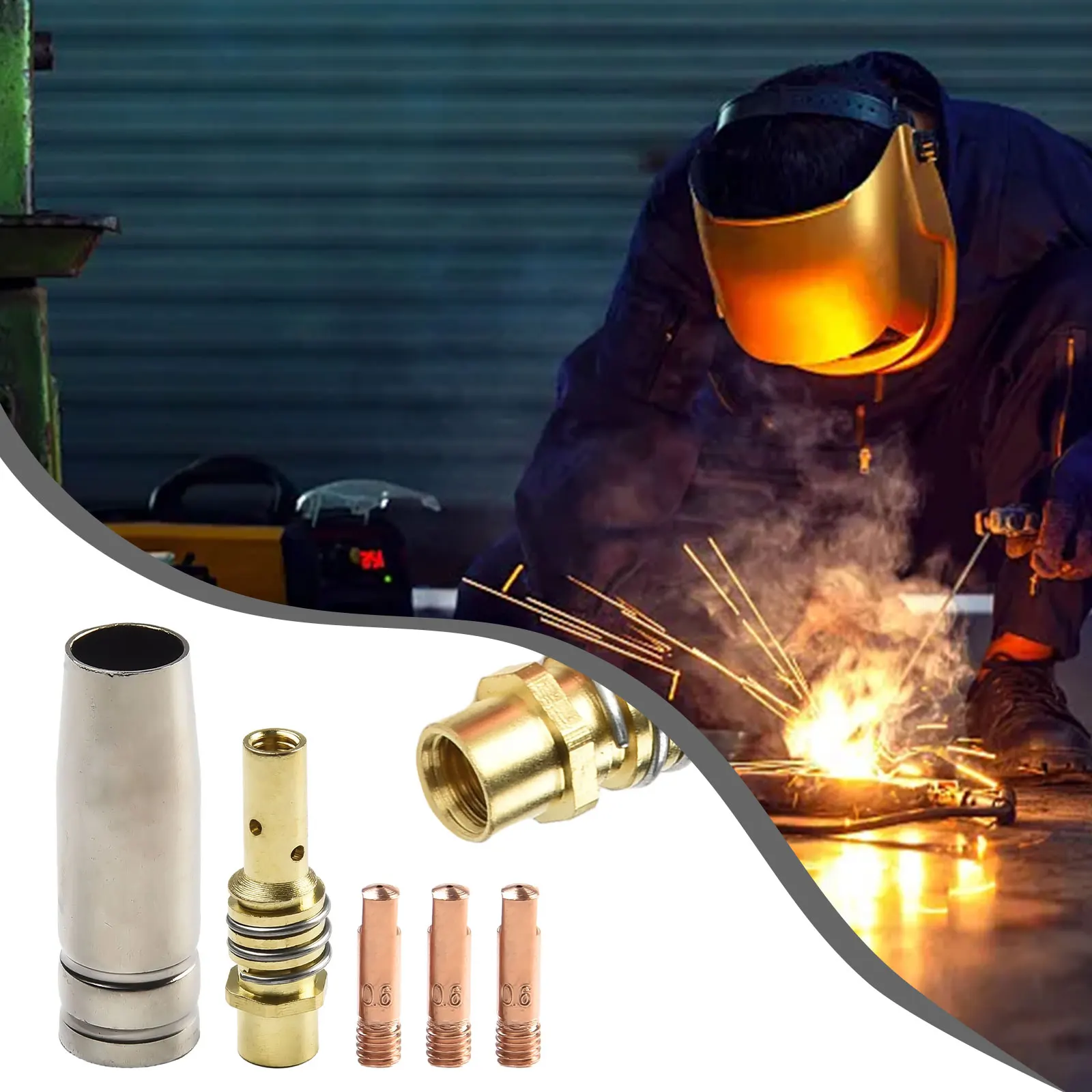 

5 PCS Mig Contact Tip Welder Nozzle Kit 15AK Conductive Tip Nozzles Contact Tips MIG Welding Torch Welding 0.6/0.8/0.9/1.0/1.2mm