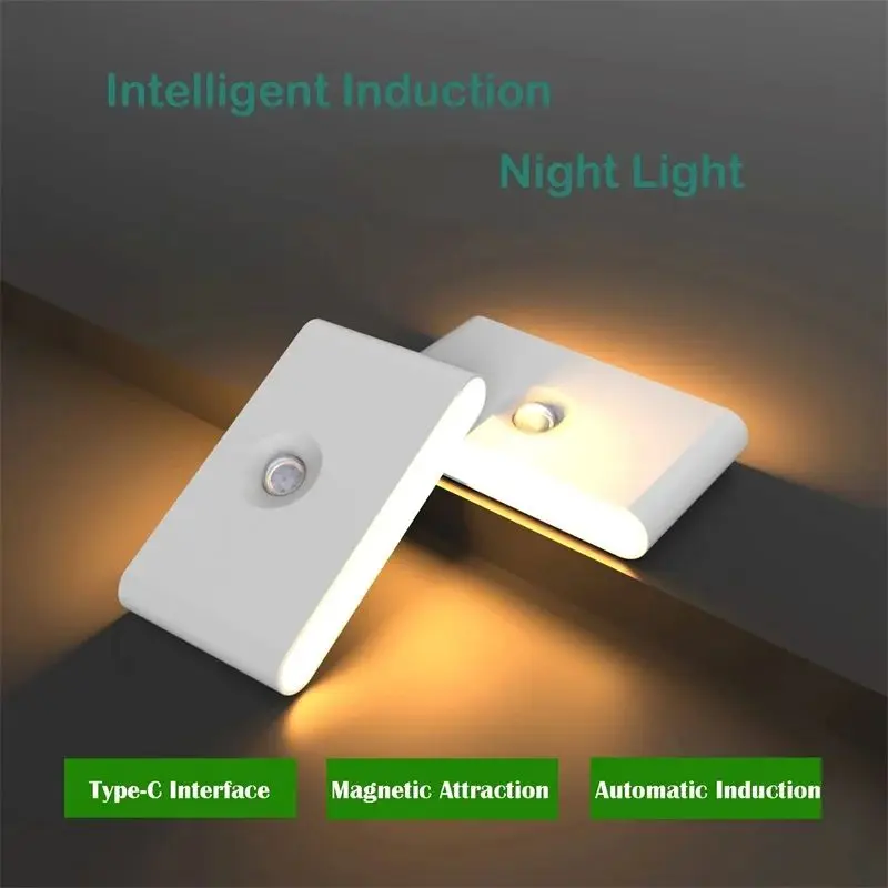 

New Intelligent Human Body Light Energy Dual Induction LED Wireless Eye-care Rechargeable Night Wardrobe Stairs Bedroom Protect