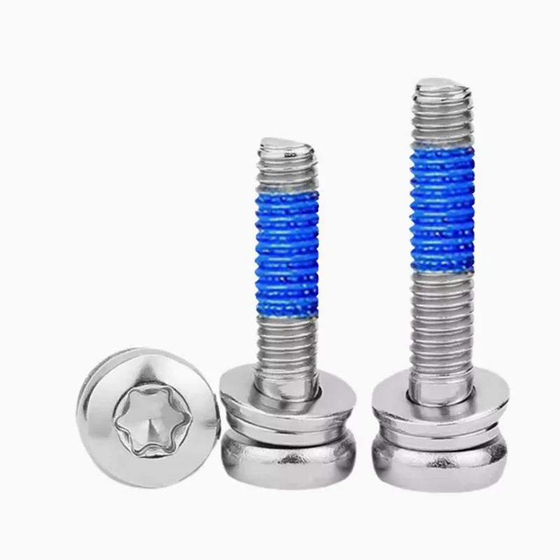 M2-M5 stainless steel 304 plum blossom round head screw with spring flat washer anti-loose paint treatment blue glue screw1175